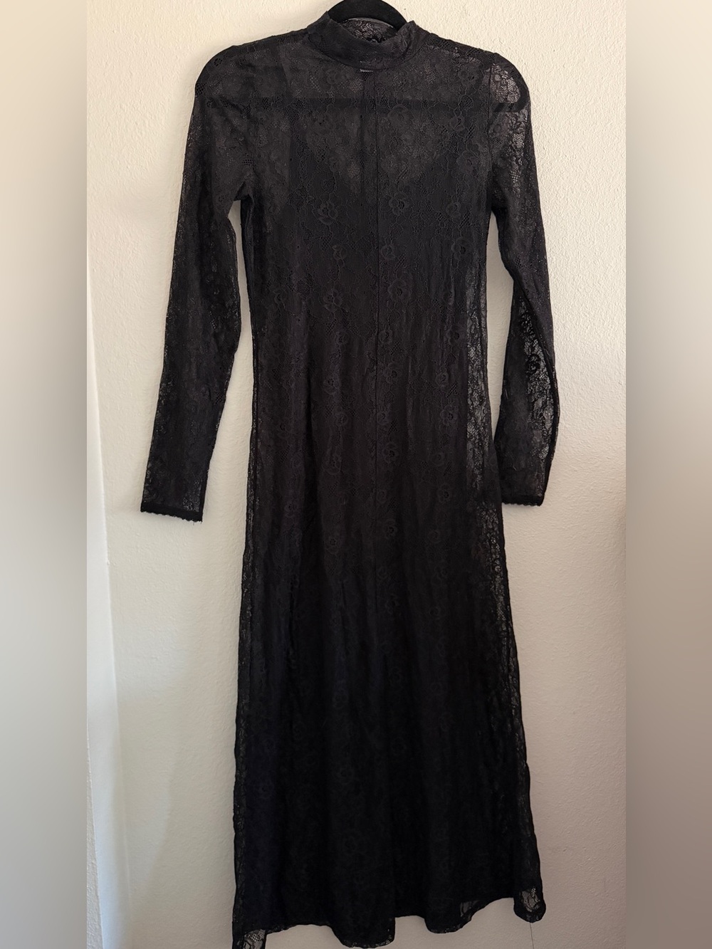 Womens Lace Maxi Dress  Black Dark Romantic Whimsigoth Victorian Gothic XS/S